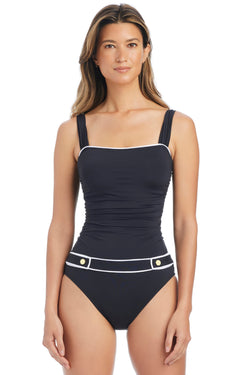 Blue Mio One Piece Swimsuit from Bleu Rod's Ahoy, Captain! collection, featuring nautical design and comfortable fit.
