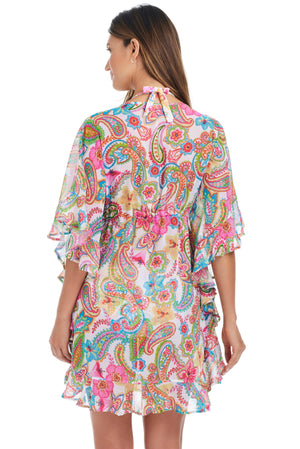 All Set For Summer Chiffon Ruffle Caftan Cover Up - Bleu Rod Beattie