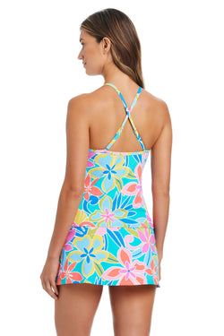 Barcelona Bloom Hi-Neck Tankini Top
