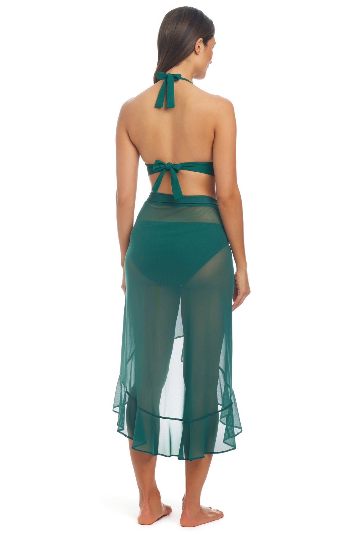 Be Transparent Mesh Ruffle Wrap Pareo Cover Up - Bleu Rod Beattie