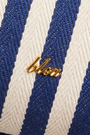 Blue and white striped rope wristlet bag by Bleu Rod Beattie featuring a compact, stylish design perfect for casual outings.