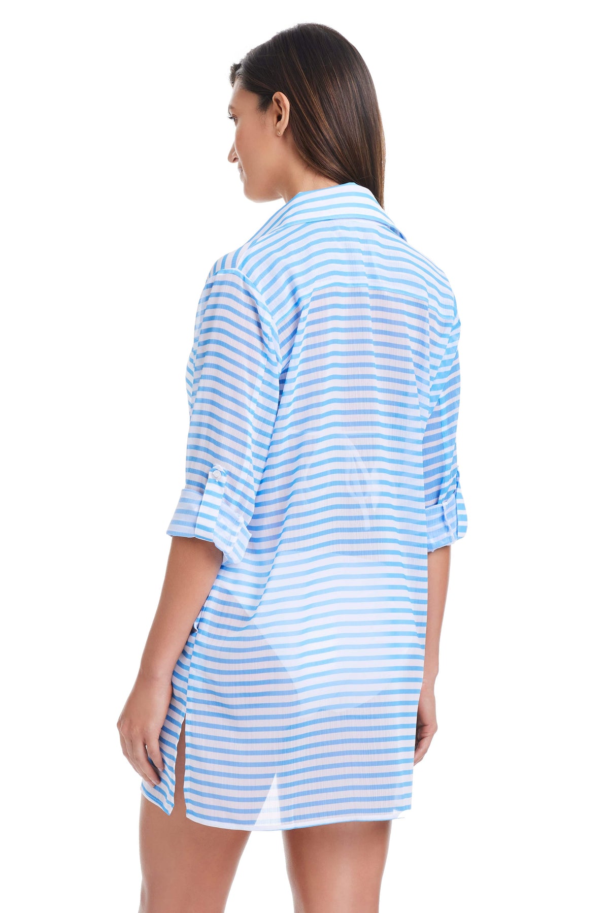 Smooth Operator Exclusive Button Down Shirt Cover Up - Bleu Rod Beattie