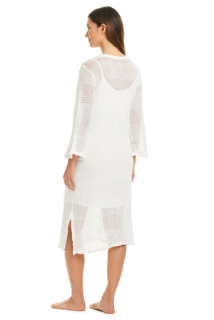 Milano Long Sleeve Crochet Dress Cover Up Dress - Bleu Rod Beattie