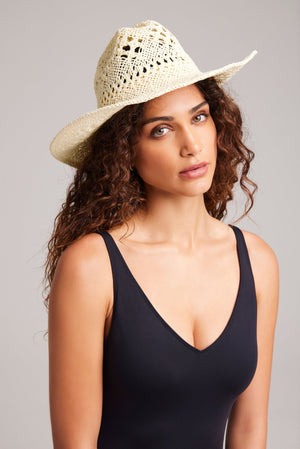 Wyeth Ivory Diego Cowboy Hat with wide brim and classic Western style, perfect for stylish outdoor wear.