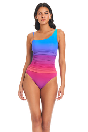 Heat Of The Moment One-Shoulder Shirred One-Piece Swimsuit - Bleu Rod Beattie