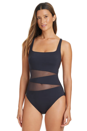 The Don't Mesh With Me Square Neck One Piece Swimsuit