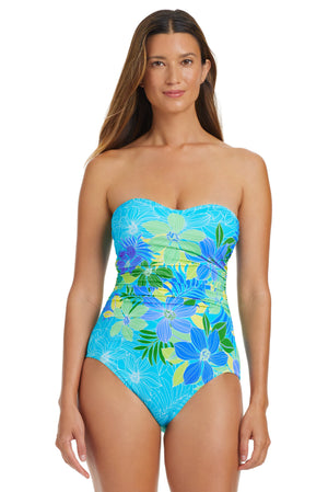 Fresh Takes Shirred Bandeau One Piece Swimsuit