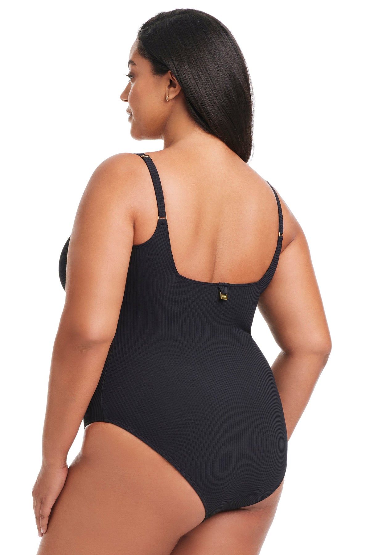 Plus Size Walk The Line Square Neck One Piece Swimsuit - Bleu Rod Beattie