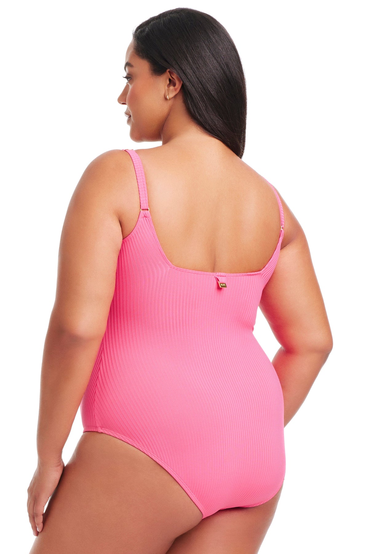 Plus Size Walk The Line Square Neck One Piece Swimsuit - Bleu Rod Beattie