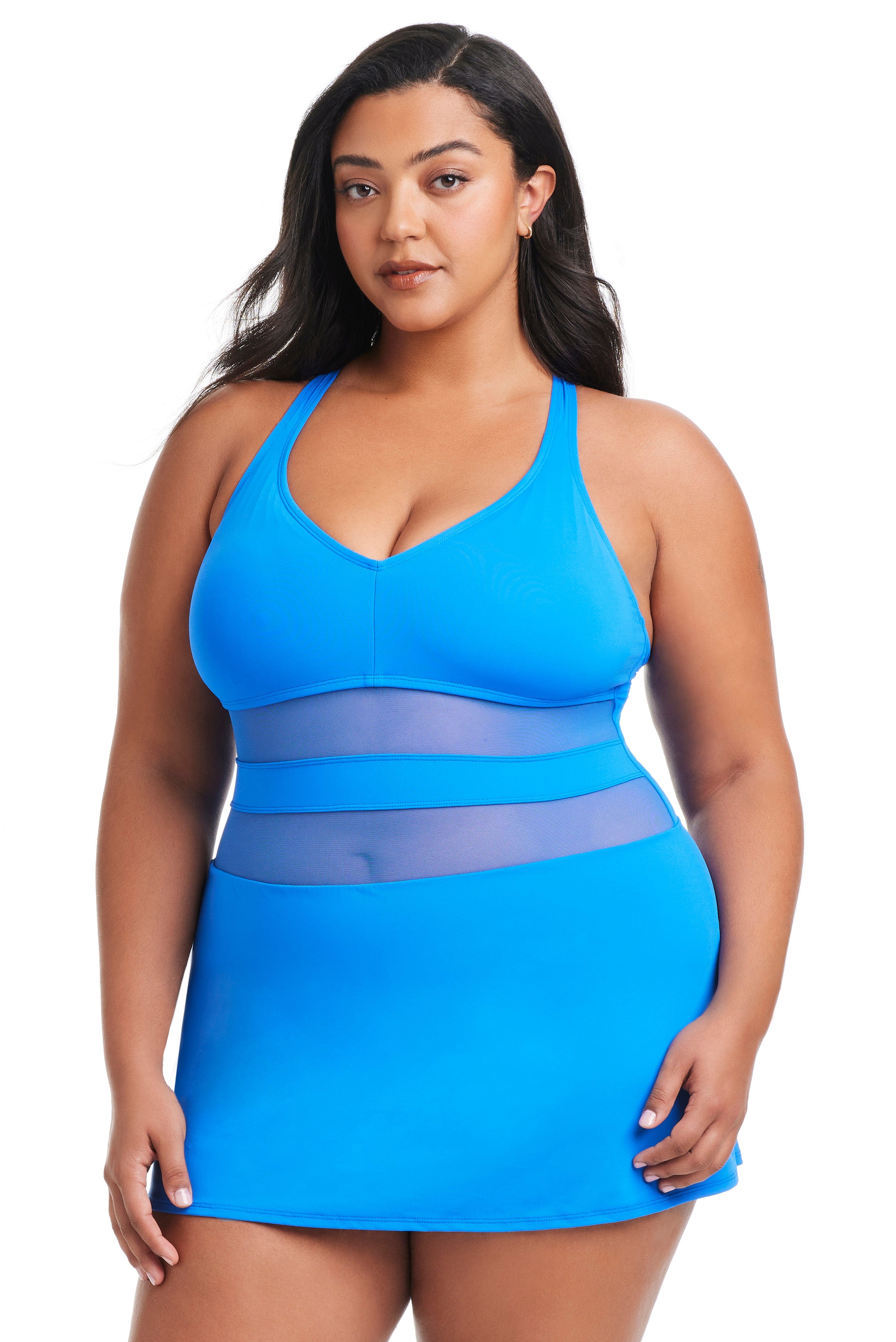Plus Size Don't Mesh With Me Cross Back Swim Dress Plus Size Don't Mesh With Me Cross Back Swim Dress