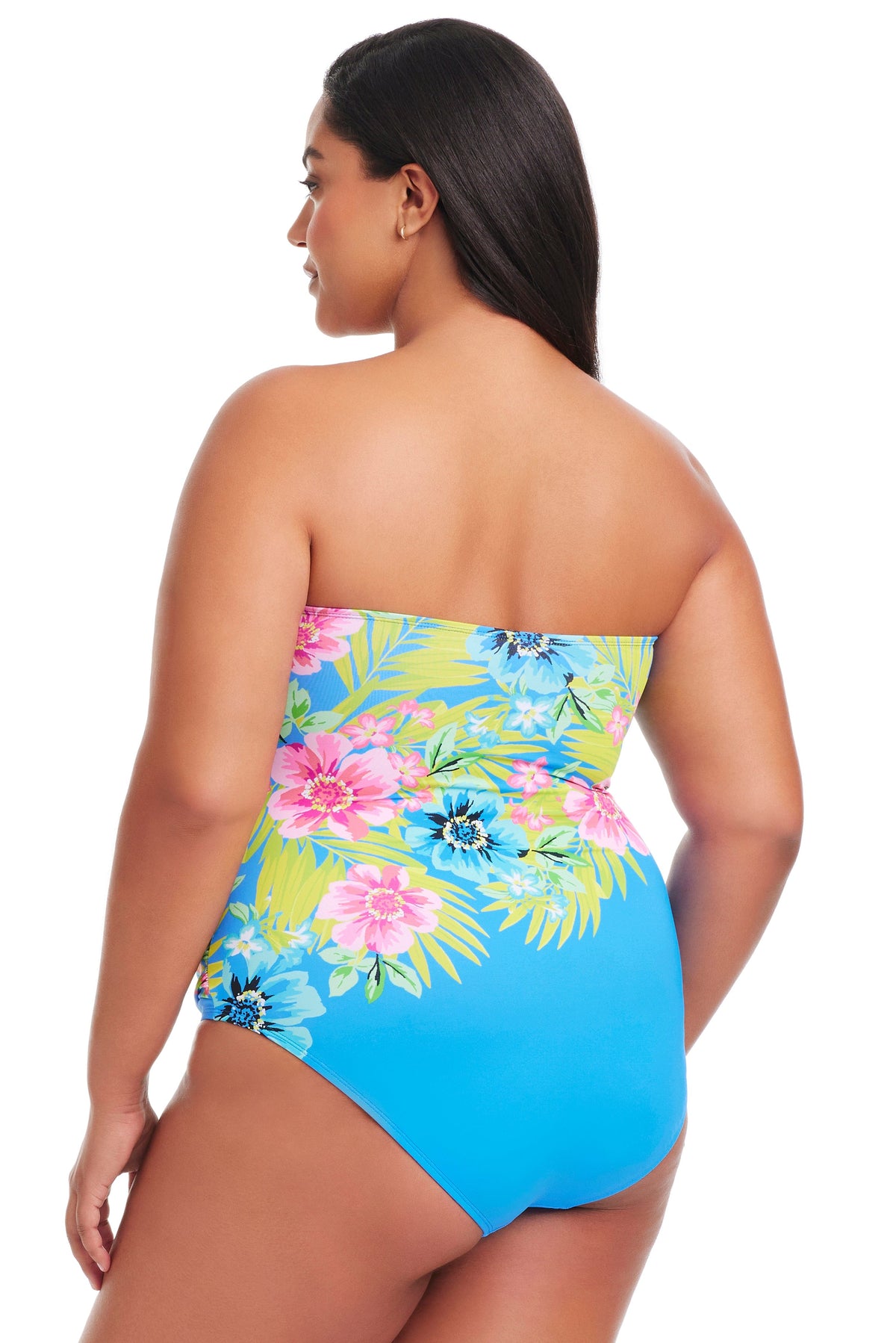 Plus Size Let's Get Away Shirred Bandeau One Piece Swimsuit - Bleu Rod Beattie