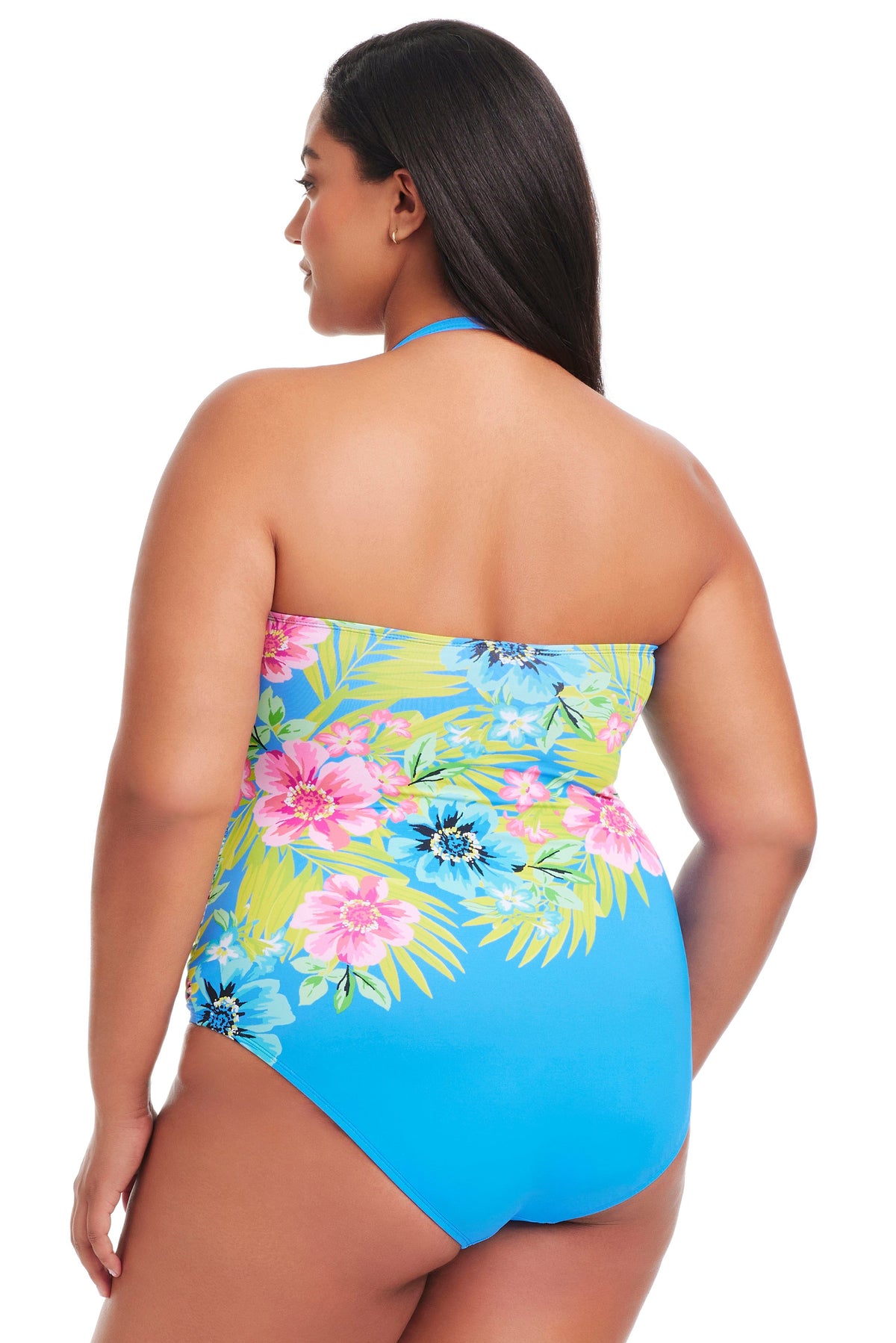 Plus Size Let's Get Away Shirred Bandeau One Piece Swimsuit - Bleu Rod Beattie
