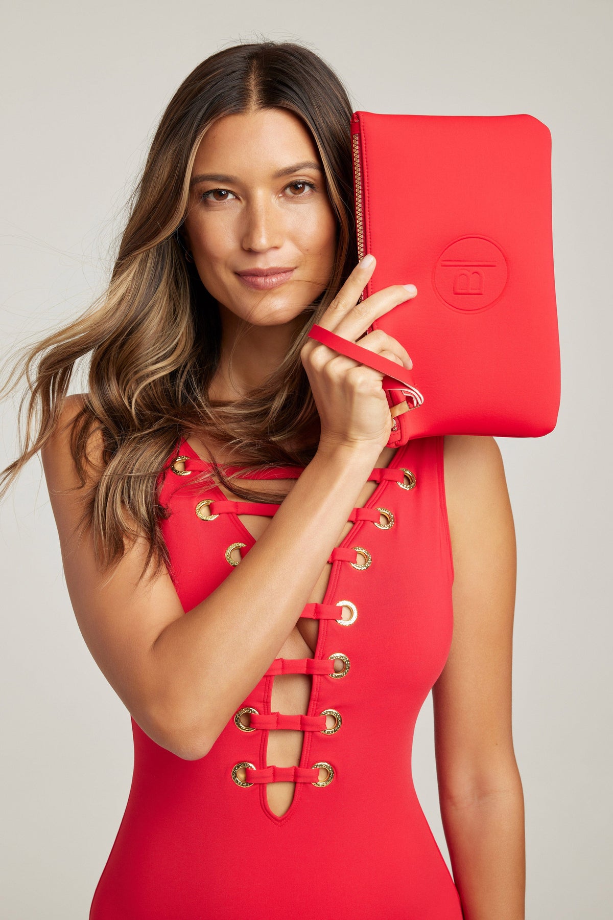 Red limited edition neoprene bag by Bleu Rod Accessories, stylish and versatile bag with sleek design.