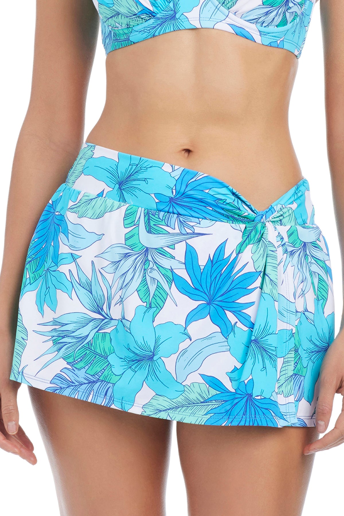 Bleu Rod Beattie Riviera Retreat draped skirted bikini bottom with hipster fit, featuring stylish and comfortable swimwear design.
