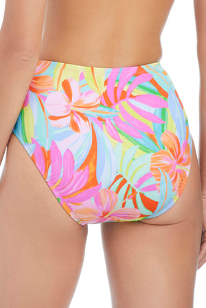 Bellissimo Botanica high waist bikini bottom by Bleu Rod with floral print and smooth fabric, designed for comfortable beachwear.