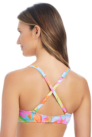 Bleu Rod Bellissimo Botanica underwire D-DD cup bikini top with floral print and supportive design for a stylish beach look.