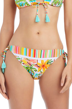 Blue and white striped Ciao, Capri! hipster bikini bottom by Bleu Rod, featuring a low-rise fit and comfortable design.