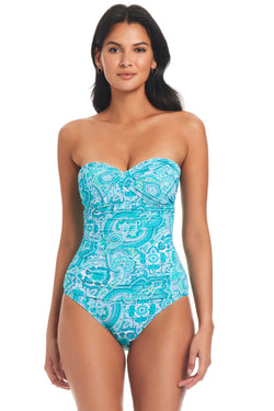 Coastal Cool Twisted Bandeau One-Piece - Bleu Rod Beattie