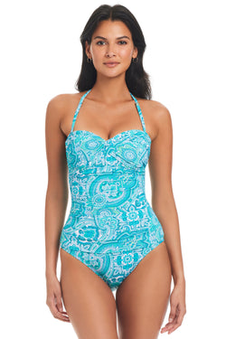 Coastal Cool Twisted Bandeau One-Piece - Bleu Rod Beattie