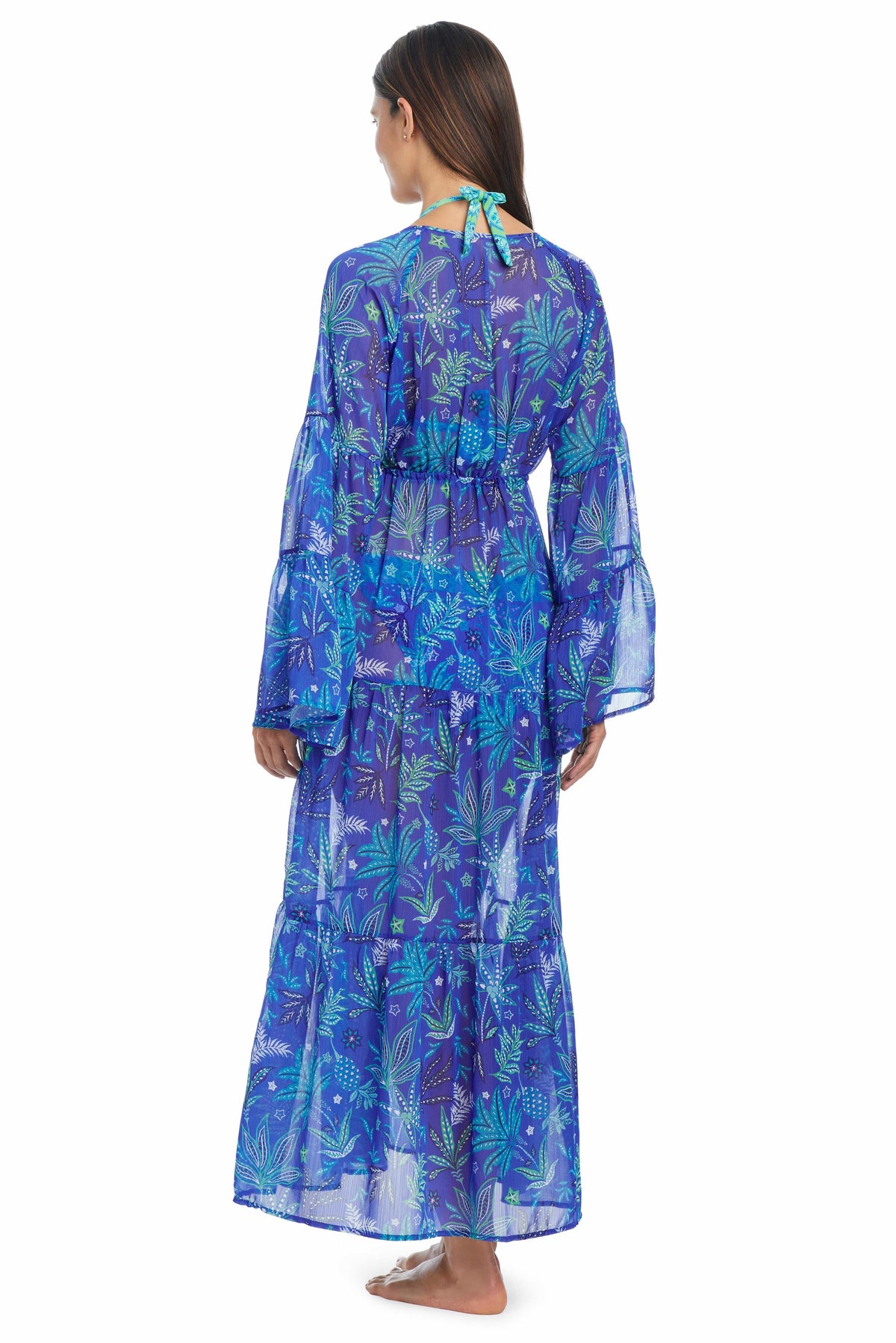 Desert Bloom Chiffon Maxi Dress Coverup - Bleu Rod Beattie