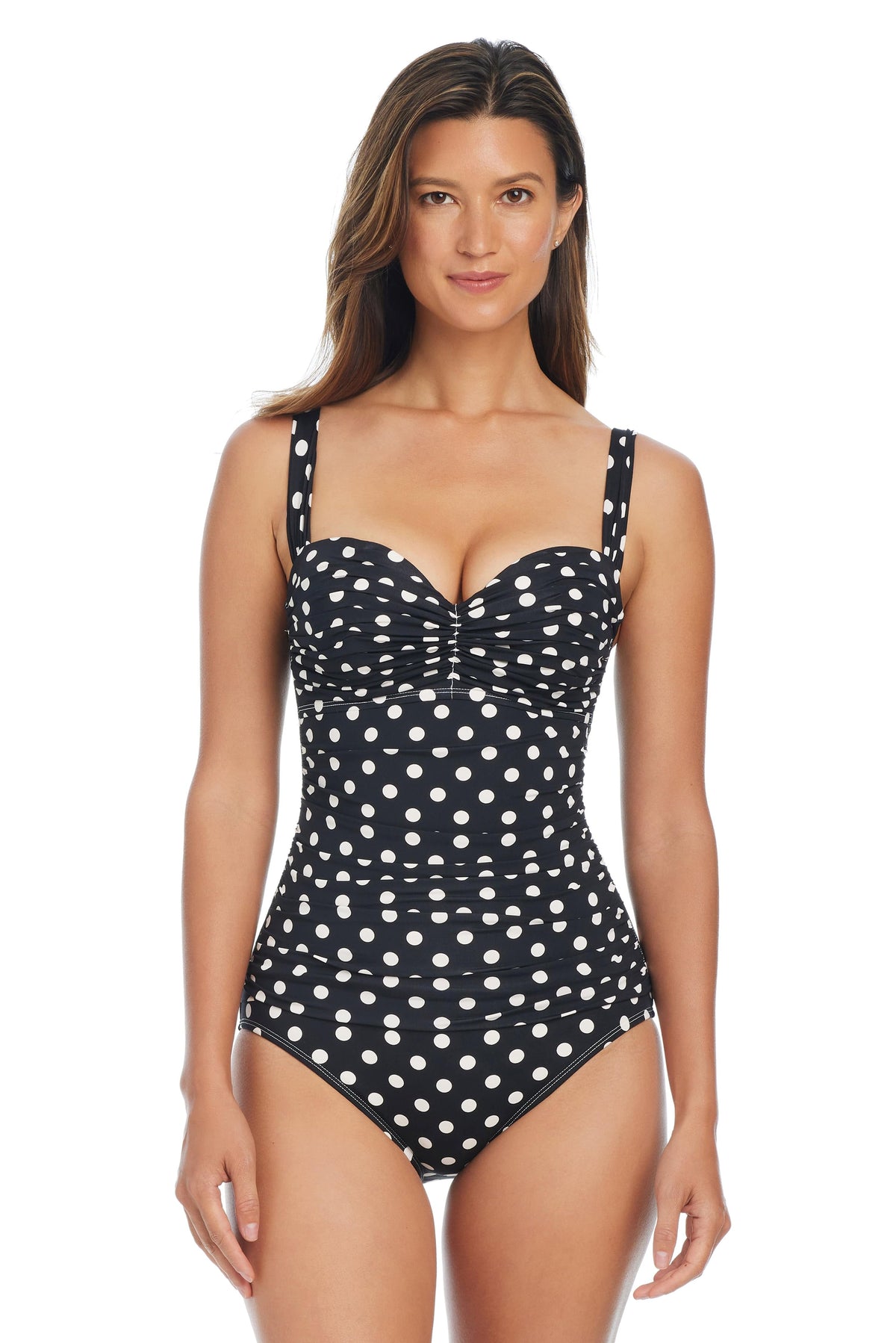 Double Trouble Shirred Bandeau One Piece Swimsuit - Bleu Rod Beattie