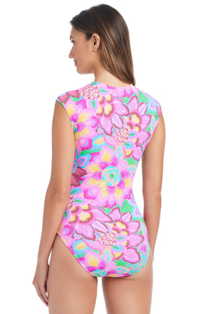 Dream Weaver Mio Cap Sleeve One-Piece Swimsuit - Bleu Rod Beattie