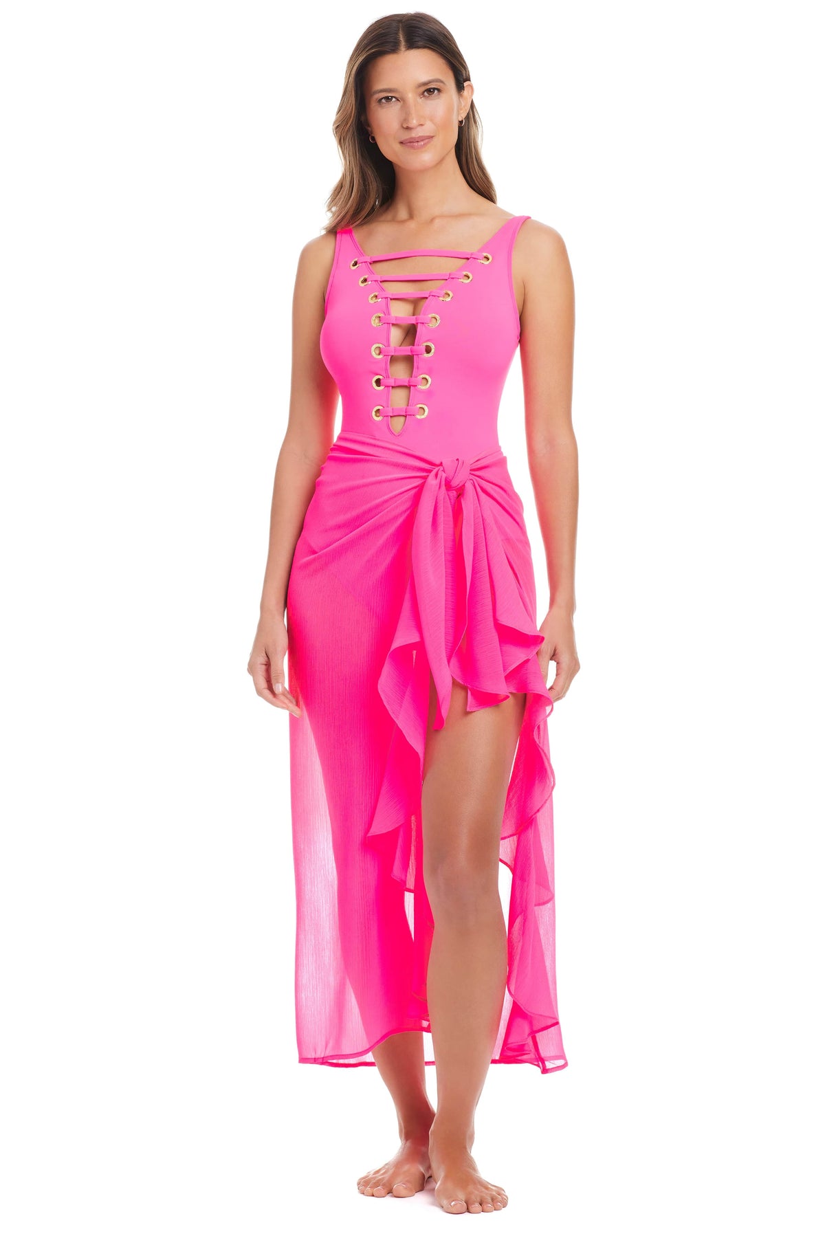 Gypset Long Ruffle Sarong Coverup - Bleu Rod Beattie