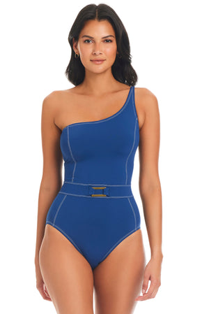 A Fine Line One-Shoulder One-Piece Swimsuit - Bleu Rod Beattie