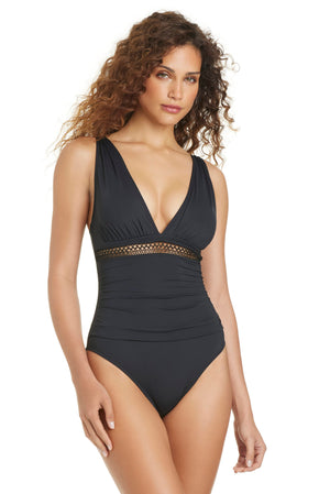 Heating Up Mio Banded One Piece Swimsuit - Black