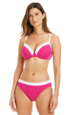 Blue Bleu Rod I’m With The Band underwire D-Cup bikini top with over-the-shoulder straps and supportive design for D to D-Cup sizes.