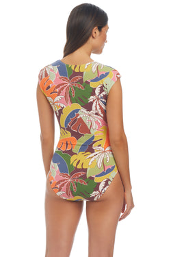 Island Life Cap Sleeve One-Piece Swimsuit