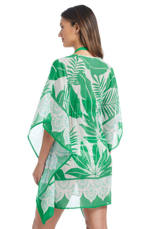 Blue Bleu Rod Island Time caftan coverup with flowing fabric and vibrant print, perfect for beach or poolside wear.