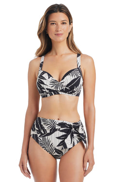 Bleu Rod Island Time D-DD Cup bikini top with underwire support, featuring vibrant tropical print and adjustable straps.