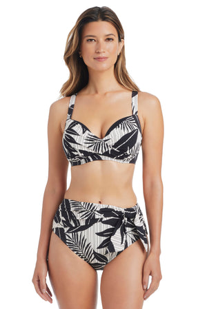 Bleu Rod Island Time D-DD Cup bikini top with underwire support, featuring vibrant tropical print and adjustable straps.