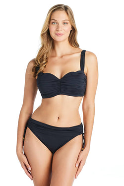 Kore Underwire D Cup Shirred Bandeau Bikini Top - Bleu Rod Beattie