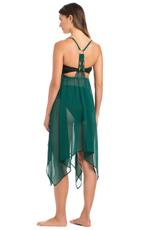 Bleu Rod La Cote D'Azur dress cover-up, lightweight fabric, with flowing design perfect for beach or poolside wear.