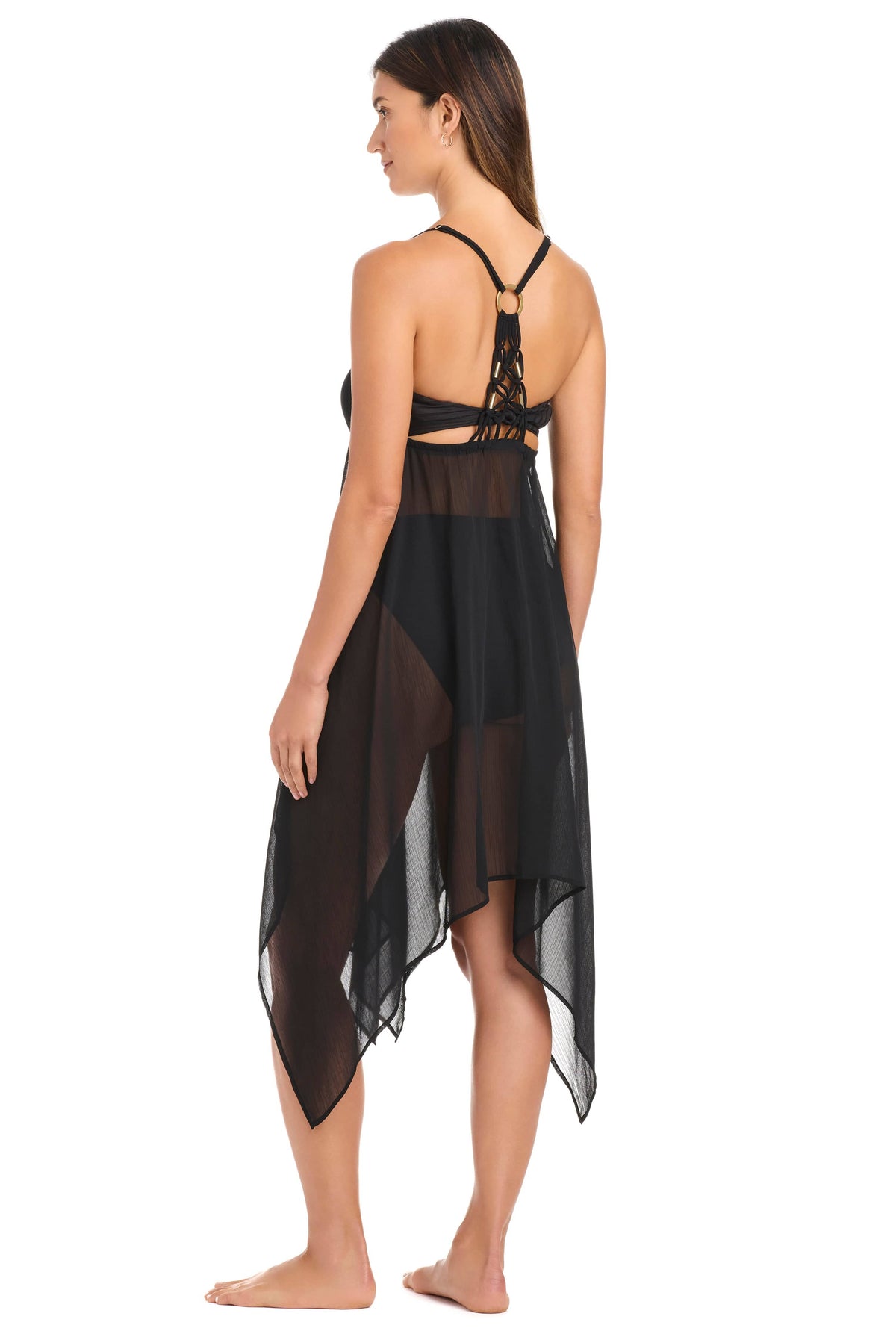 Blue Bleu Rod La Cote D'Azur dress coverup with lightweight, flowing fabric perfect for beach or poolside wear.