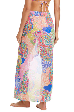 La Vida Bohemia Long Ruffle Chiffon Pareo Coverup