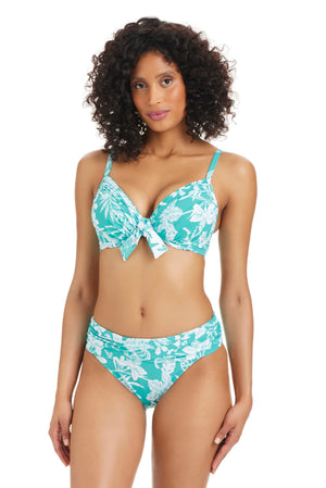 Bleu Rod Mediterranean Breeze D-DD Cup bikini top with tie front and underwire support, featuring a stylish, vibrant design.