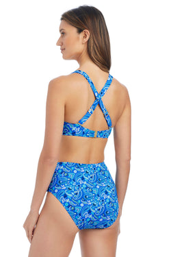 Bleu Rod Meet Me In Sorrento D-DD cup underwire bikini top with adjustable straps, vibrant swimsuit fabric, and supportive fit.