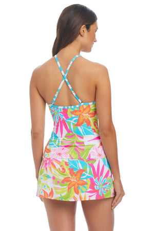 Packing a Punch Hi-Neck Tankini with Underwire and Lattice Front Top