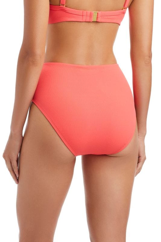 Blue Pique Ole high waist bikini bottom with shirred design, featuring a stylish and comfortable fit for beach or poolwear.