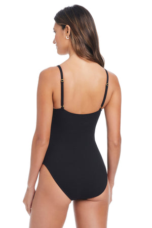 Pique Ole Over the Shoulder One Piece Swimsuit