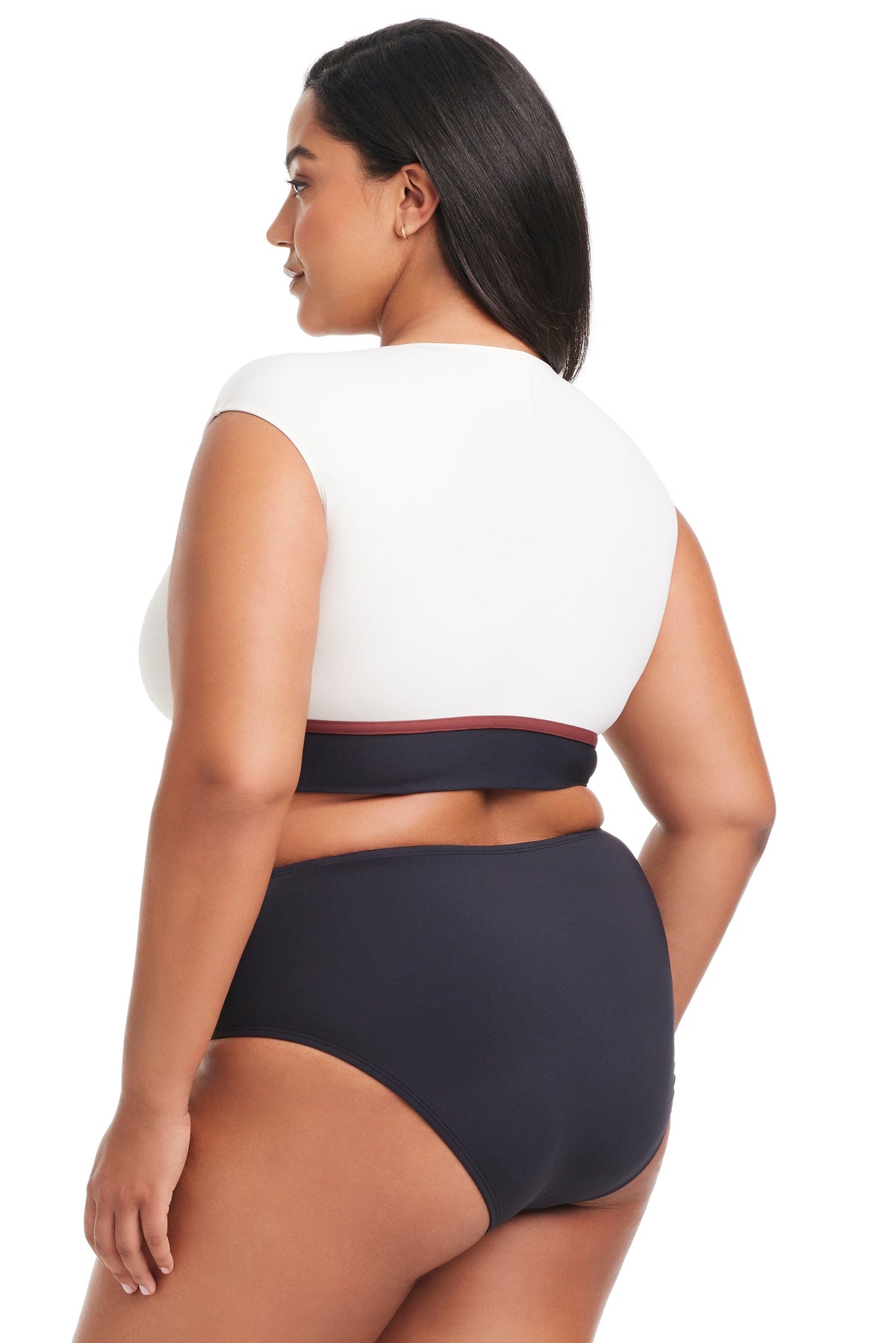 Plus Size Button Down Cap Sleeve Bikini Top - Bleu Rod Beattie