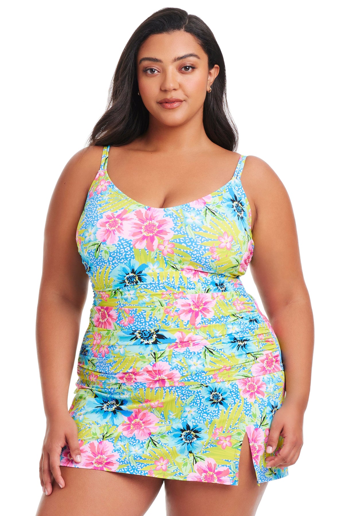 Plus Size Let's Get Away Scoop Neck Tankini Top - Bleu Rod Beattie