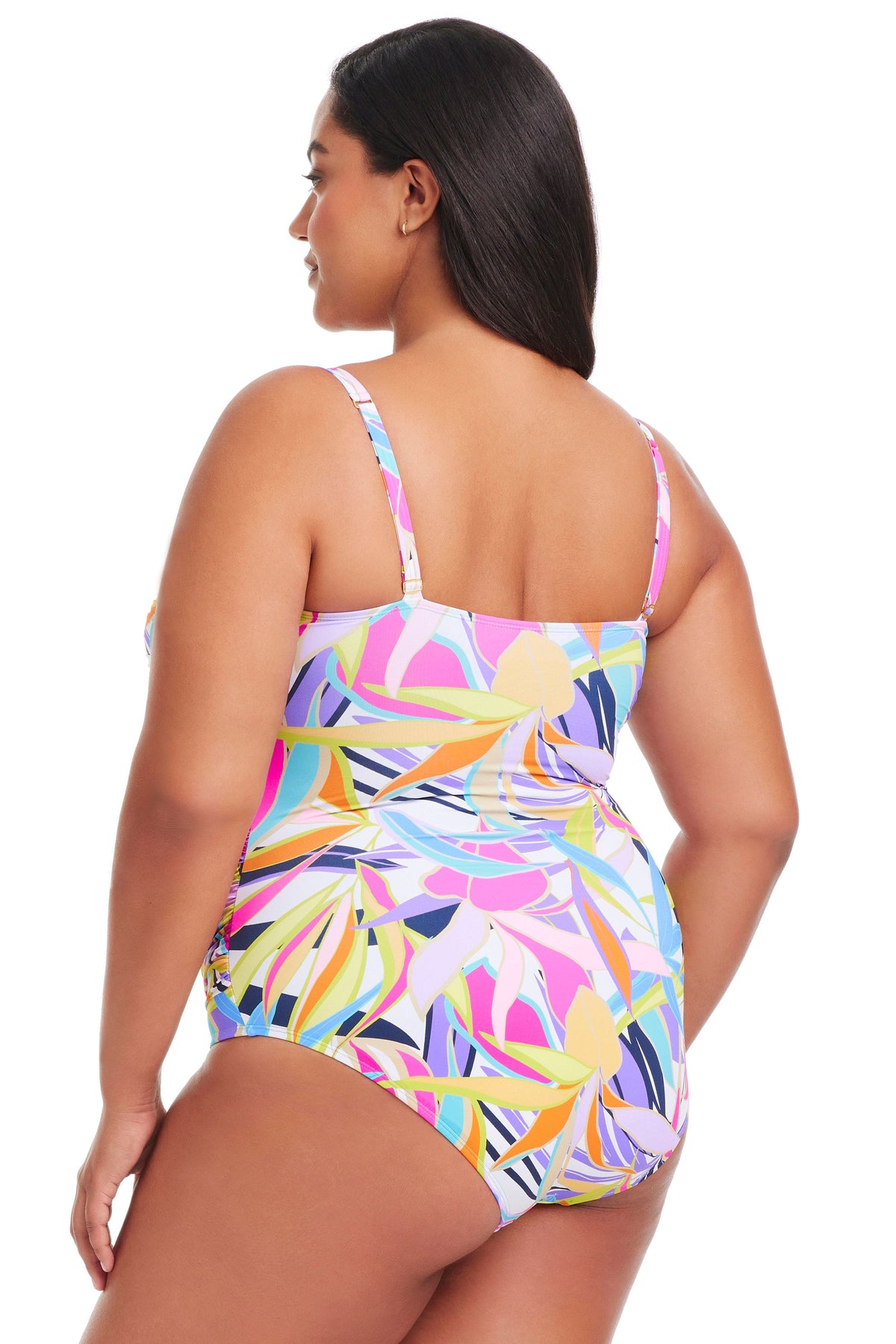 Plus Size Living Color Shirred Bandeau One Piece Swimsuit - Bleu Rod Beattie