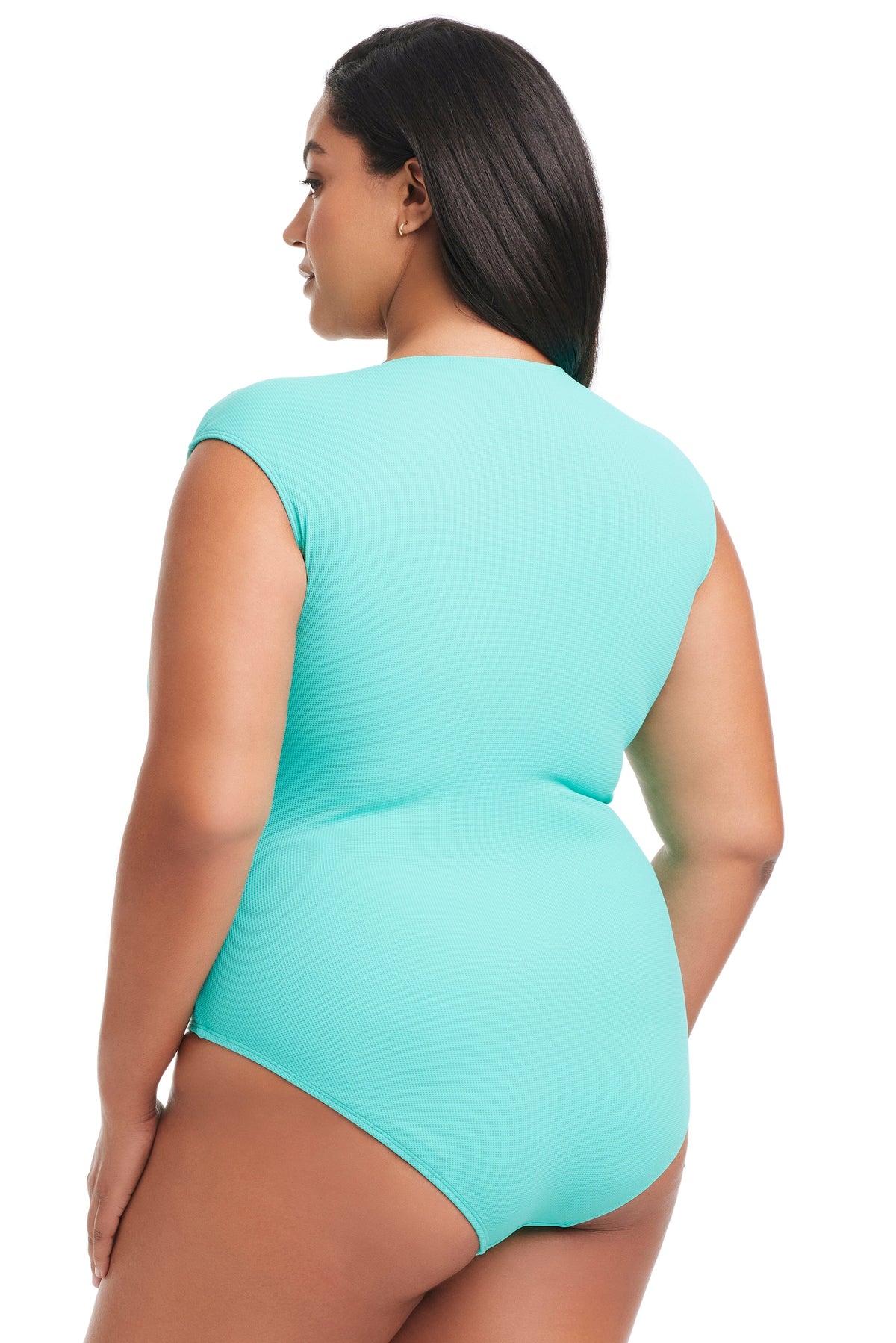 Plus Size Pique Ole Cap Sleeve One Piece Swimsuit - Bleu Rod Beattie