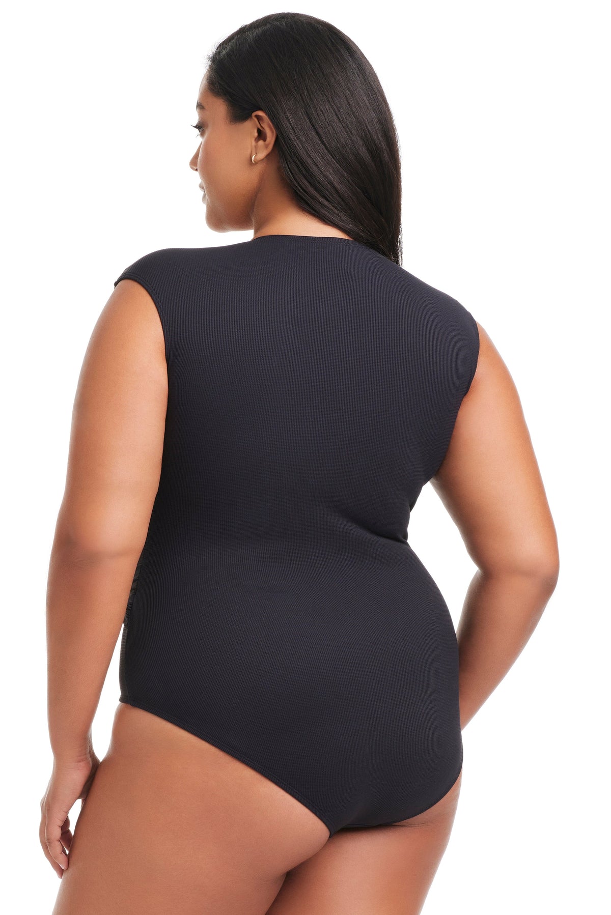Plus Size Pique Ole Cap Sleeve One Piece Swimsuit - Bleu Rod Beattie