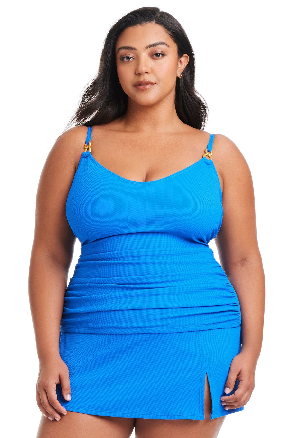 Plus Size Pique Ole V-Neck Tankini Top - Bleu Rod Beattie