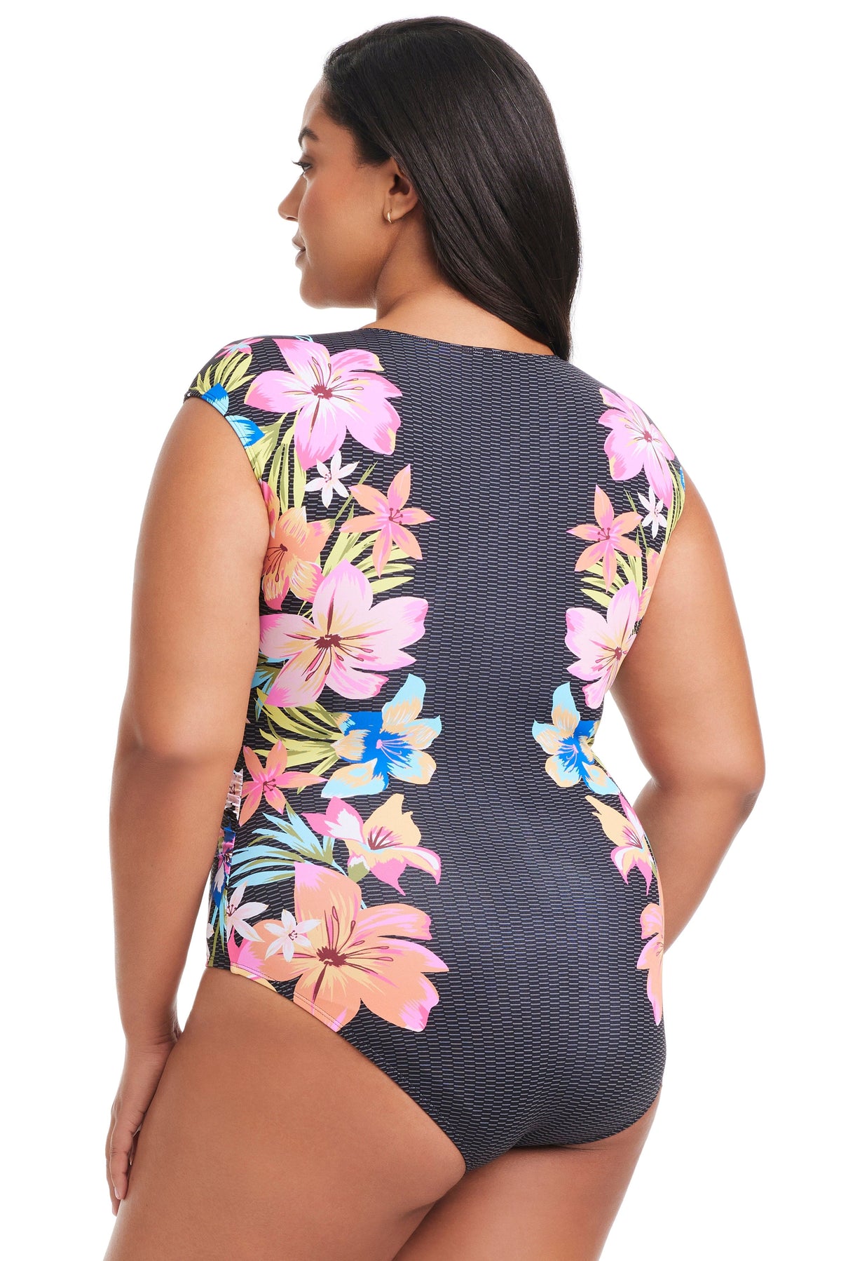 Plus Size Sweet Escape Cap Sleeve One Piece Swimsuit - Bleu Rod Beattie